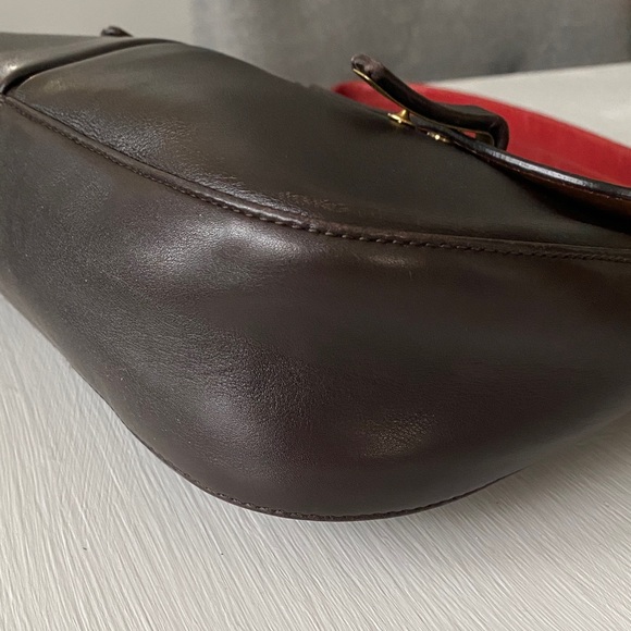 Bally Italian Brown Leather Shoulder Bag Red Strap Front Pockets w COA - Picture 10 of 17